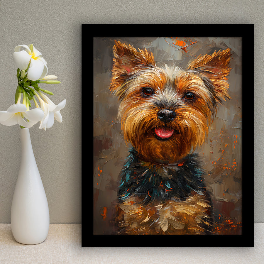 Yorkshire Terrier Dog, Dog Portrait Painting, Pet Lover Art, Framed Art Prints Wall Art Decor, Framed Picture Print