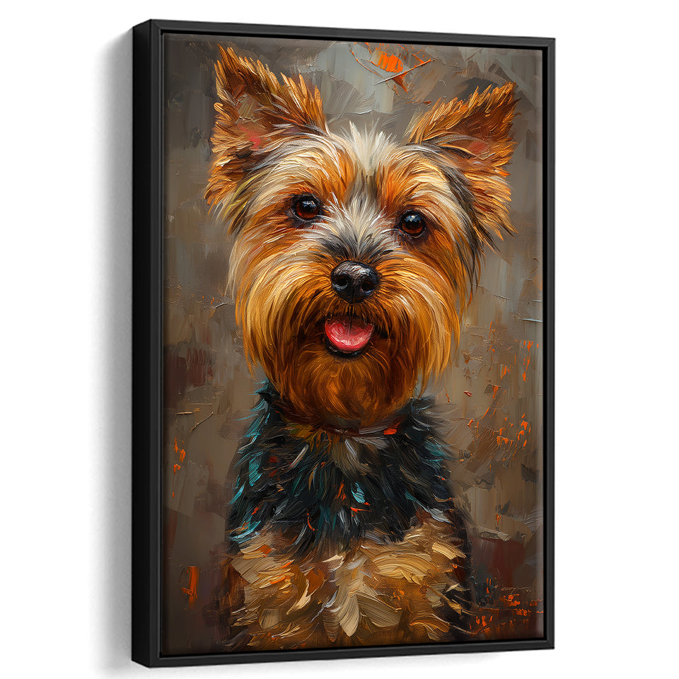Yorkshire Terrier Dog, Dog Portrait Painting, Pet Lover Art, Framed Canvas Prints Wall Art Decor, Floating Frame