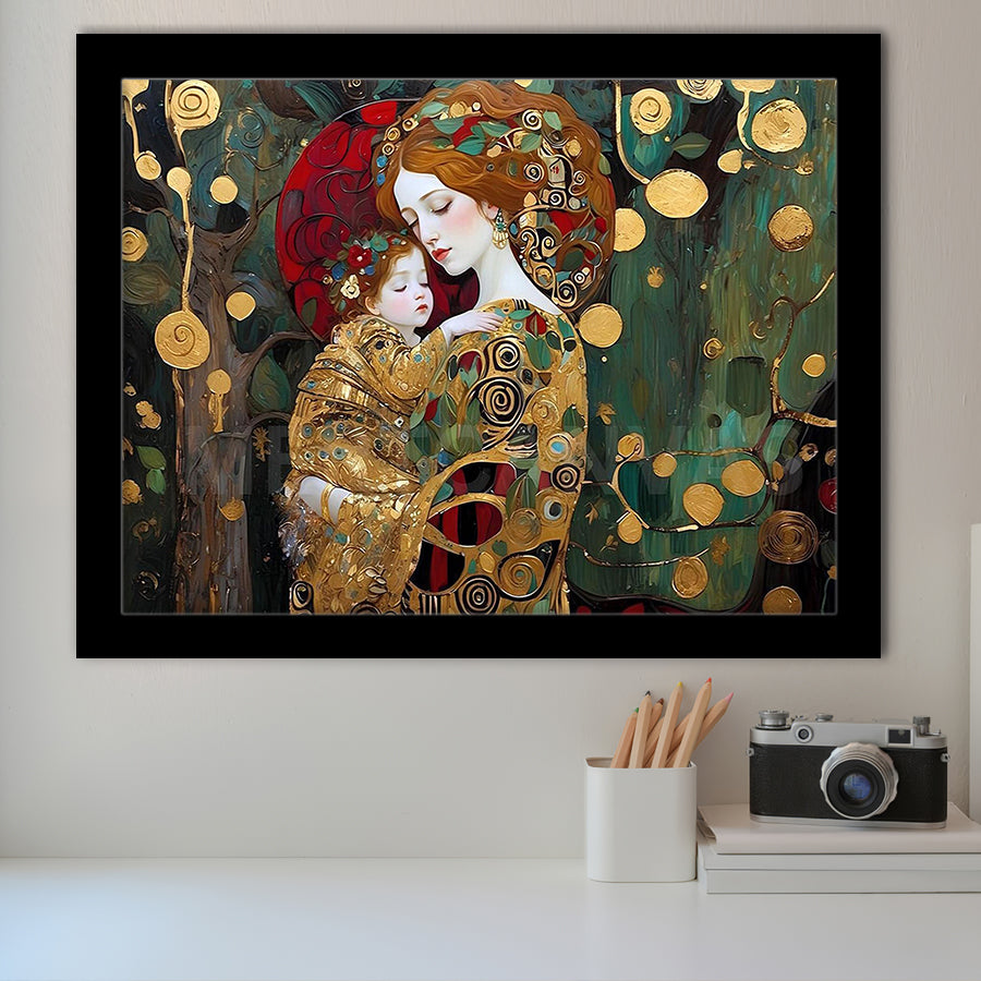 Mother And Child Art,Klimt Mother And Child,Gustav Klimt Art, Framed Art Print Wall Decor, Framed Picture