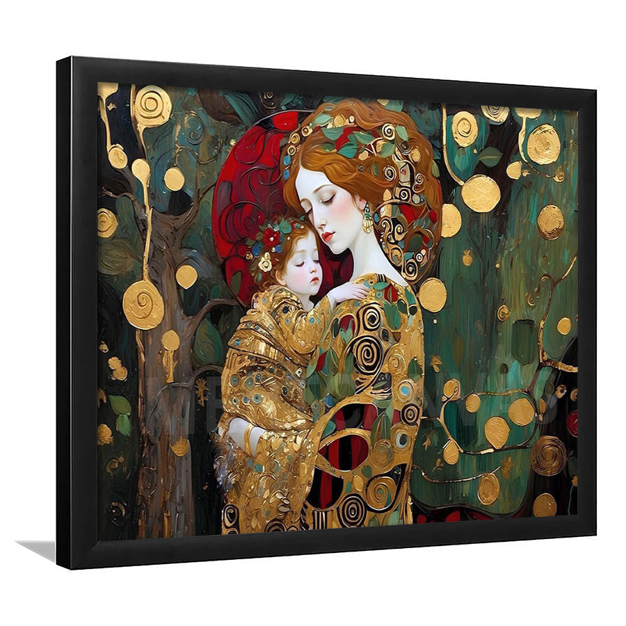 Mother And Child Art,Klimt Mother And Child,Gustav Klimt Art, Framed Art Print Wall Decor, Framed Picture