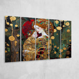 Mother And Child Art,Klimt Mother And Child,Gustav Klimt Art, Extra Large Multi 5 Panel Canvas Print Wall Art Decor