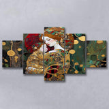 Mother And Child Art,Klimt Mother And Child,Gustav Klimt Art, Multi Panel Canvas Print Wall Art Decor, 5 Mixed Panel