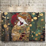 mother and child art,klimt mother and child,gustav klimt Art, Canvas Print Wall Art Decor, Landscape Art Print