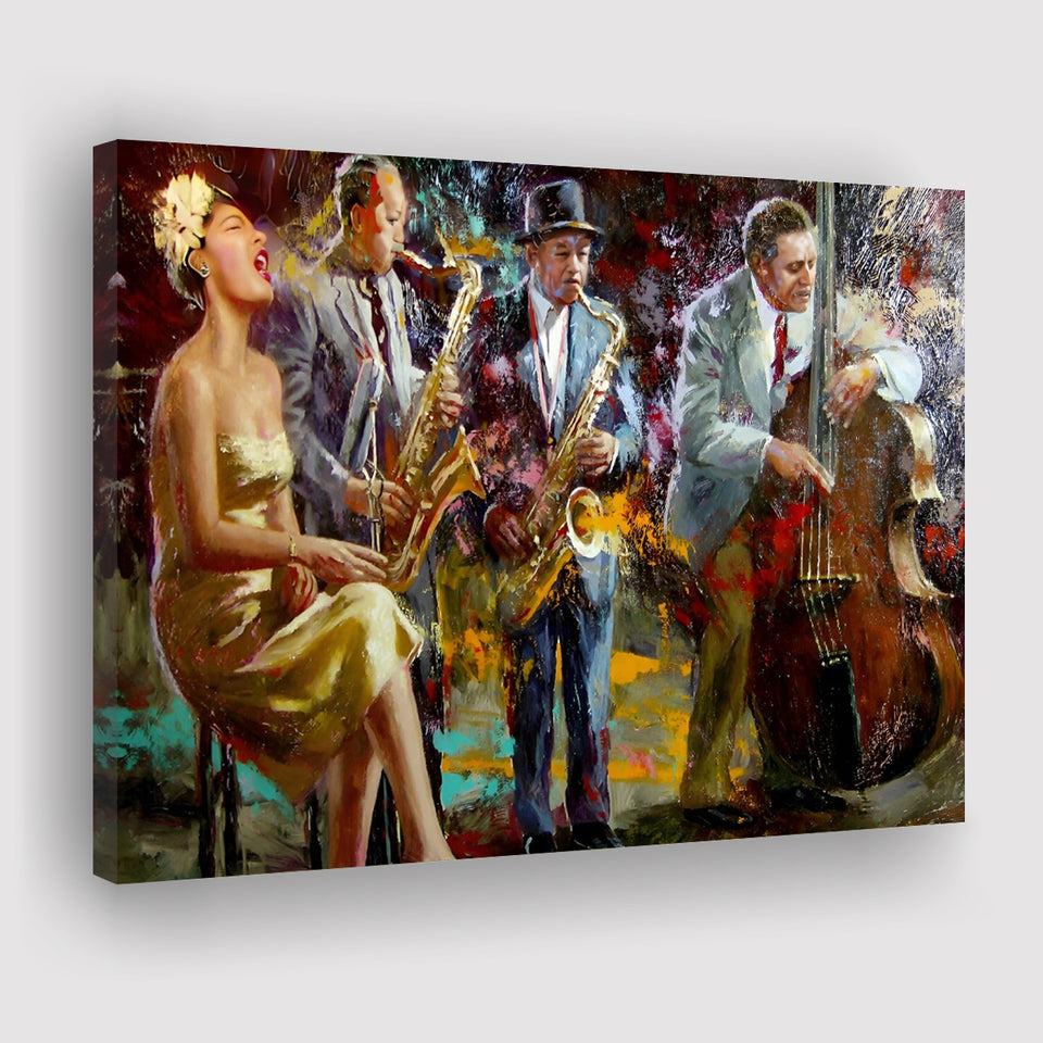 saxophone wall art,jazz painting,black jazz art,abstract jazz art, Canvas Print Wall Art Decor, Landscape Art Print