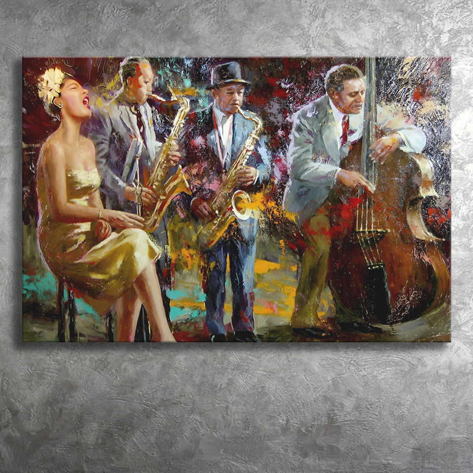 saxophone wall art,jazz painting,black jazz art,abstract jazz art, Canvas Print Wall Art Decor, Landscape Art Print