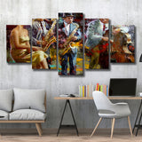 Saxophone Wall Art,Jazz Painting,Black Jazz Art,Abstract Jazz Art, Multi Panel Canvas Print Wall Art Decor, 5 Mixed Panel