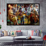 Saxophone Wall Art,Jazz Painting,Black Jazz Art,Abstract Jazz Art, Framed Canvas Print Wall Art Decor,Floating Frame