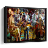 Saxophone Wall Art,Jazz Painting,Black Jazz Art,Abstract Jazz Art, Framed Canvas Print Wall Art Decor,Floating Frame