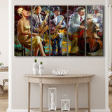 Saxophone Wall Art,Jazz Painting,Black Jazz Art,Abstract Jazz Art, Extra Large Multi 5 Panel Canvas Print Wall Art Decor