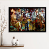 Saxophone Wall Art,Jazz Painting,Black Jazz Art,Abstract Jazz Art, Framed Canvas Print Wall Art Decor,Floating Frame