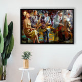 Saxophone Wall Art,Jazz Painting,Black Jazz Art,Abstract Jazz Art, Framed Canvas Print Wall Art Decor,Floating Frame