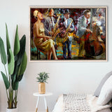 Saxophone Wall Art,Jazz Painting,Black Jazz Art,Abstract Jazz Art, Framed Canvas Print Wall Art Decor,Floating Frame