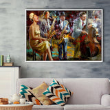 Saxophone Wall Art,Jazz Painting,Black Jazz Art,Abstract Jazz Art, Framed Canvas Print Wall Art Decor,Floating Frame