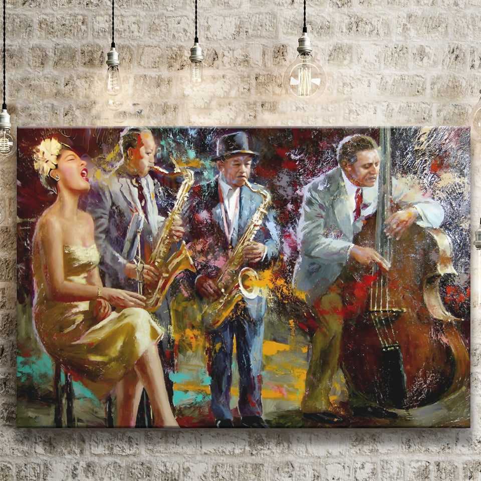 saxophone wall art,jazz painting,black jazz art,abstract jazz art, Canvas Print Wall Art Decor, Landscape Art Print
