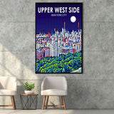 Upper West Side NYC Art V1, Large Canvas, Framed Canvas Print Wall Art Home Decor, Floating Frame