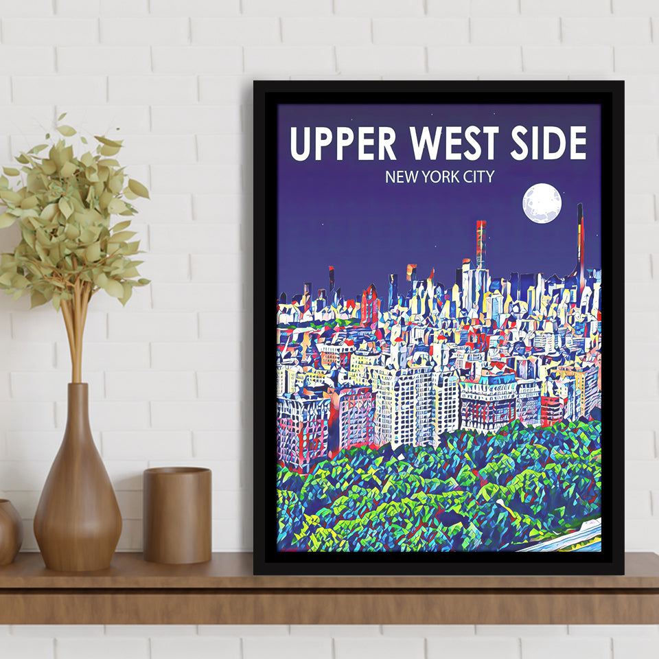 Upper West Side NYC Art V1, Large Canvas, Framed Canvas Print Wall Art Home Decor, Floating Frame