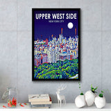 Upper West Side NYC Art V1, Large Canvas, Framed Canvas Print Wall Art Home Decor, Floating Frame