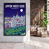 Upper West Side NYC Art V1, Large Canvas, Framed Canvas Print Wall Art Home Decor, Floating Frame