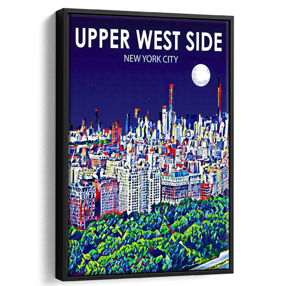 Upper West Side NYC Art V1, Large Canvas, Framed Canvas Print Wall Art Home Decor, Floating Frame