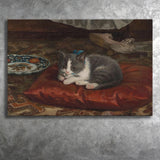 the cat on the pillow adolf von becker print,Vintage Art Print, Canvas Print Wall Art Decor, Landscape Art Print