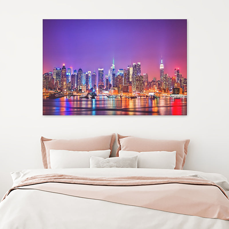 10 New New York City Night Lights Canvas Wall Art - Canvas Prints, Prints for Sale, Canvas Painting, Canvas On Sale