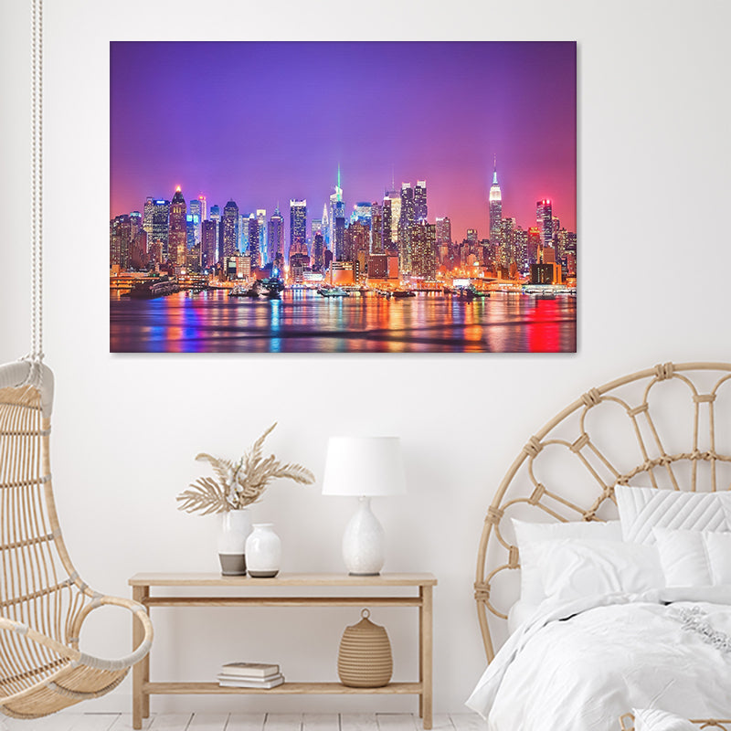 10 New New York City Night Lights Canvas Wall Art - Canvas Prints, Prints for Sale, Canvas Painting, Canvas On Sale