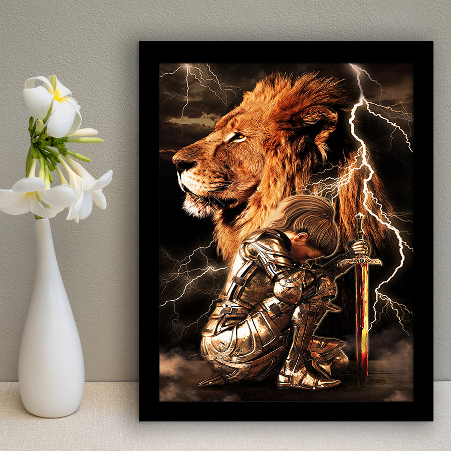 Lion Female Warrior Framed Art Print Wall Decor - Painting Art, Framed Picture, Home Decor