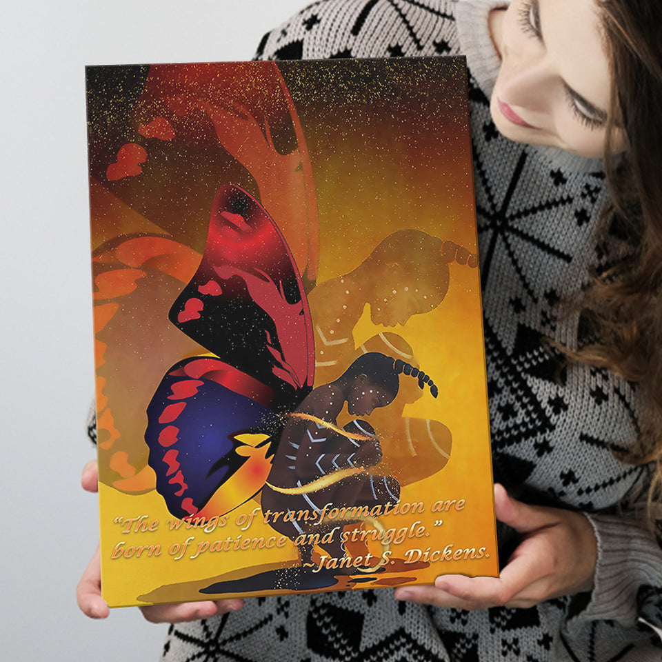 African Girl with Butterfly Wings Custome Canvas Prints Wall Art