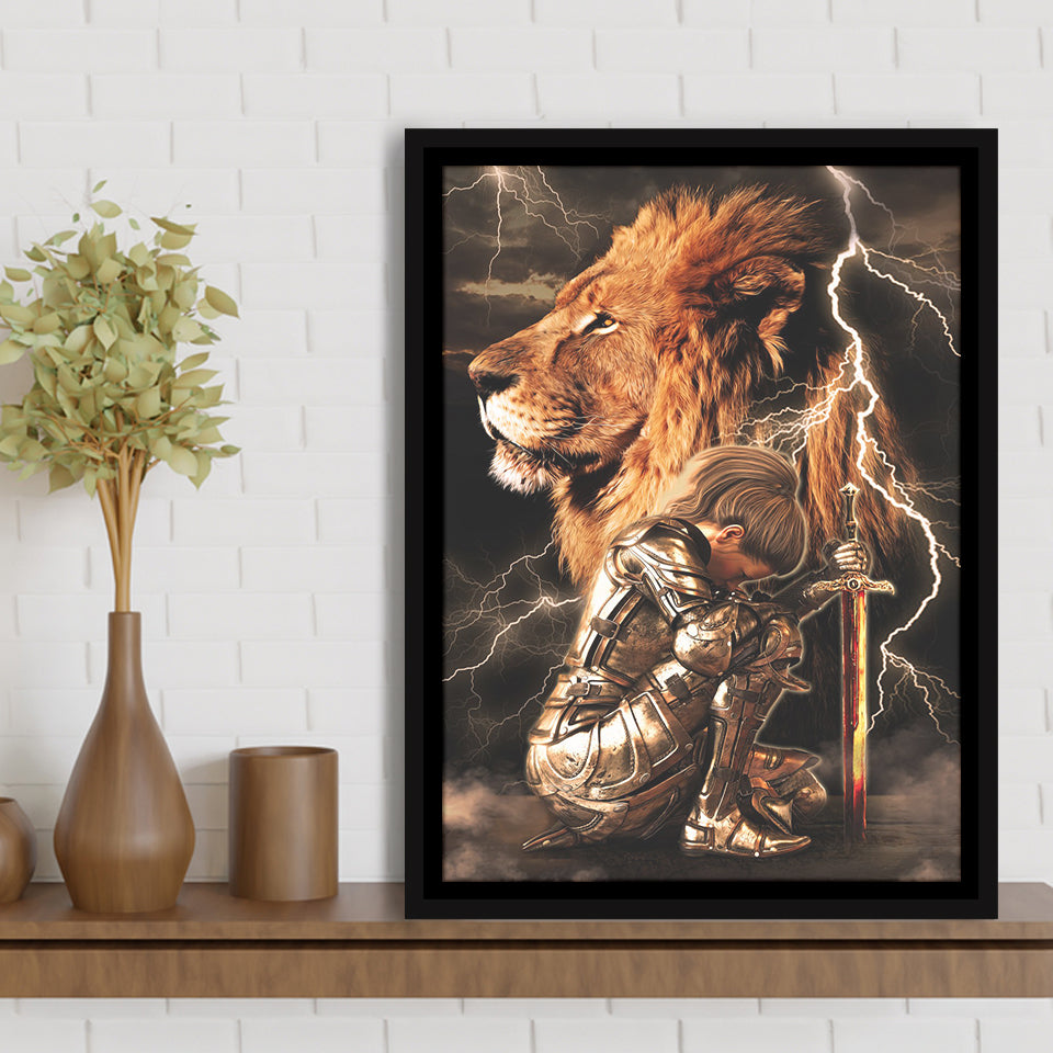 Lion Female Warrior Framed Canvas Prints Wall Art - Painting Canvas, Framed Picture, Home Art Decor