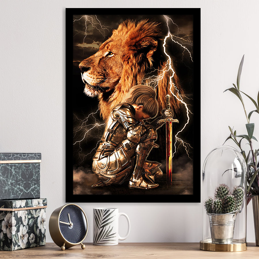 Lion Female Warrior Framed Art Print Wall Decor - Painting Art, Framed Picture, Home Decor