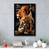 Lion Female Warrior Framed Canvas Prints Wall Art - Painting Canvas, Framed Picture, Home Art Decor