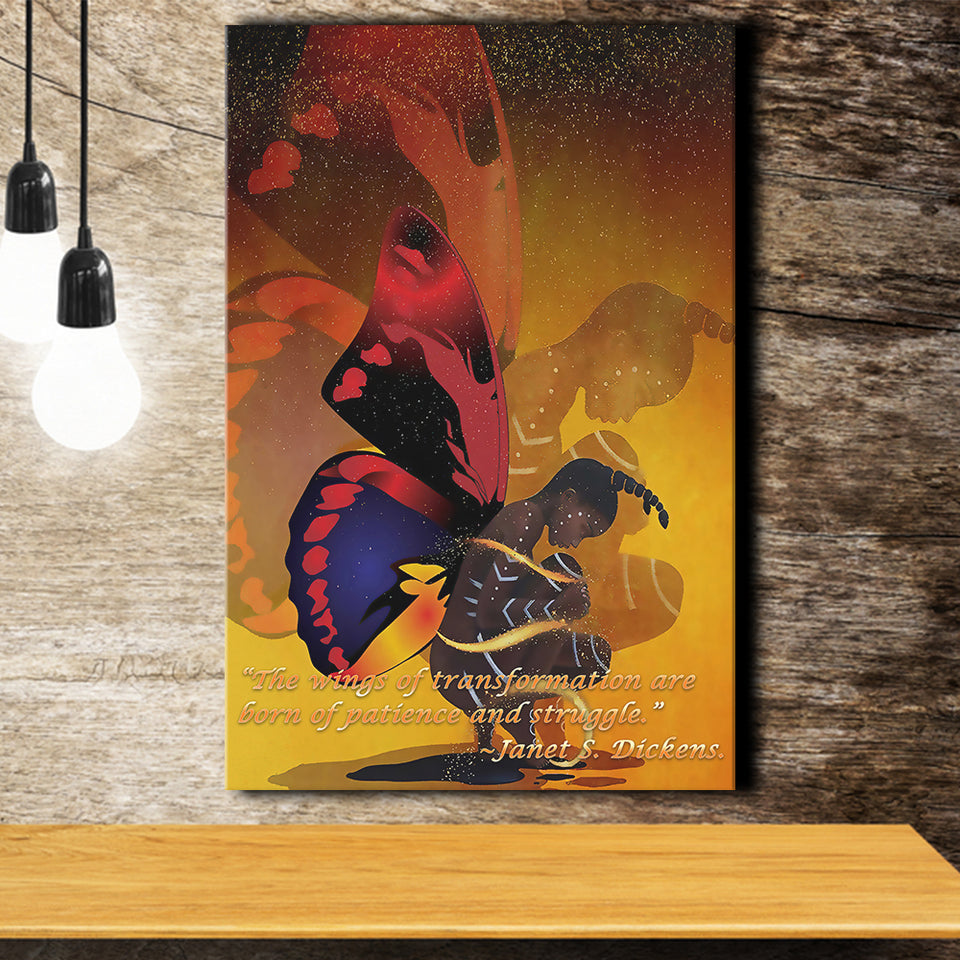 African Girl with Butterfly Wings Custome Canvas Prints Wall Art