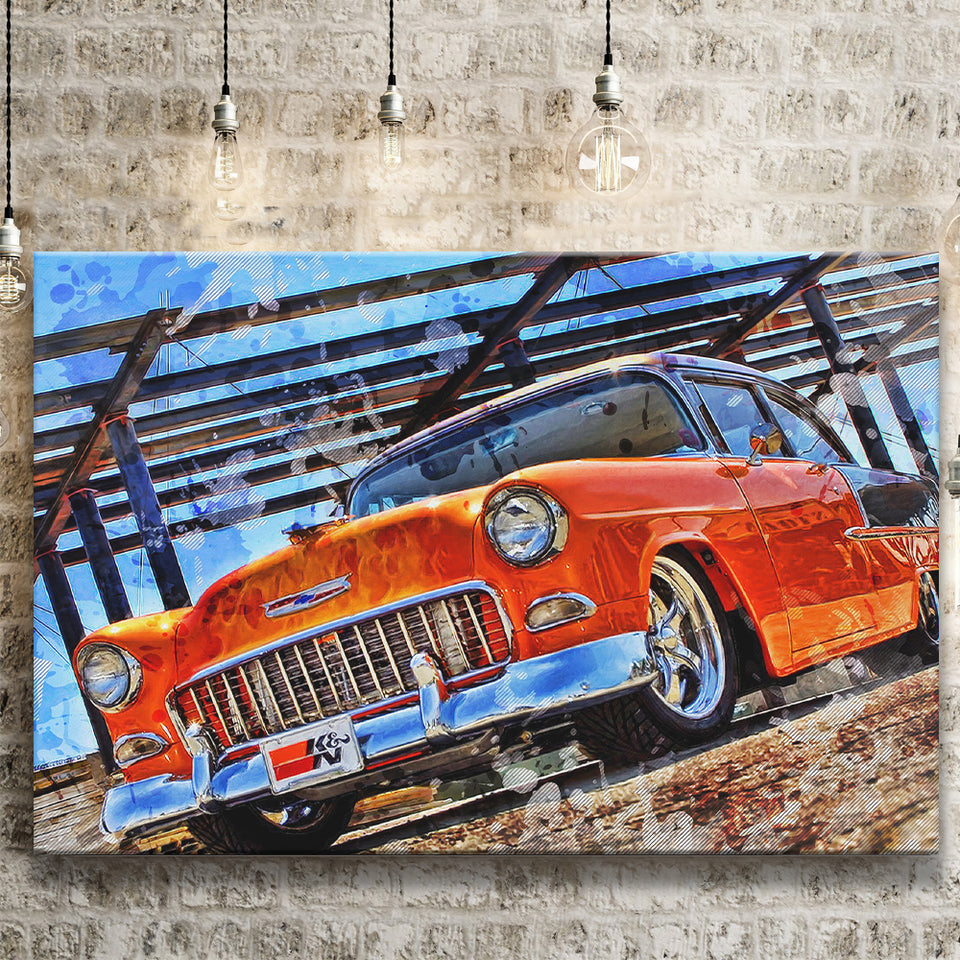 1955 Chevy Bel Air Hot Rod Canvas Prints Wall Art Decor - Painting Canvas, Art Print, Home Decor, Ready to Hang