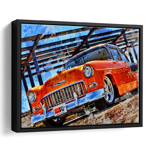 1955 Chevy Bel Air Hot Rod Framed Canvas Prints Wall Art Decor - Painting Canvas, Framed Picture, Home Decor