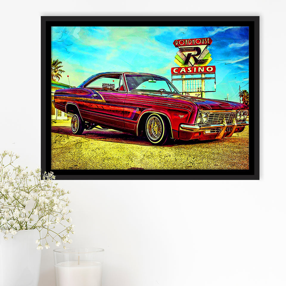 1968 Chevrolet Impala Framed Canvas Prints Wall Art Decor - Painting Canvas, Framed Picture, Home Decor
