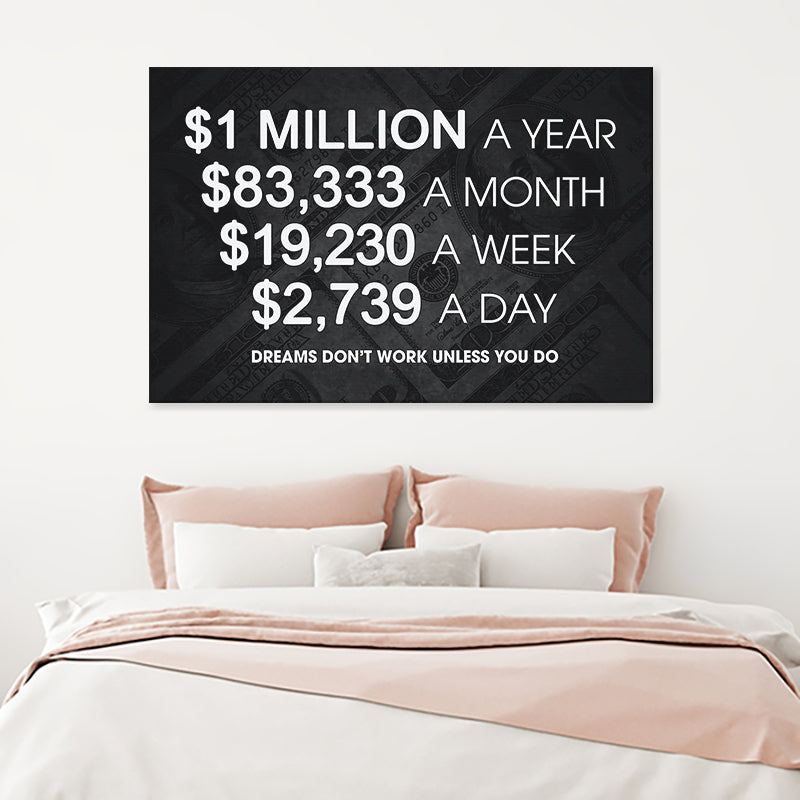 1 Million Dollars A Year Artwork For Office Canvas Wall Art - Painting Canvas, Canvas Prints, Painting Art