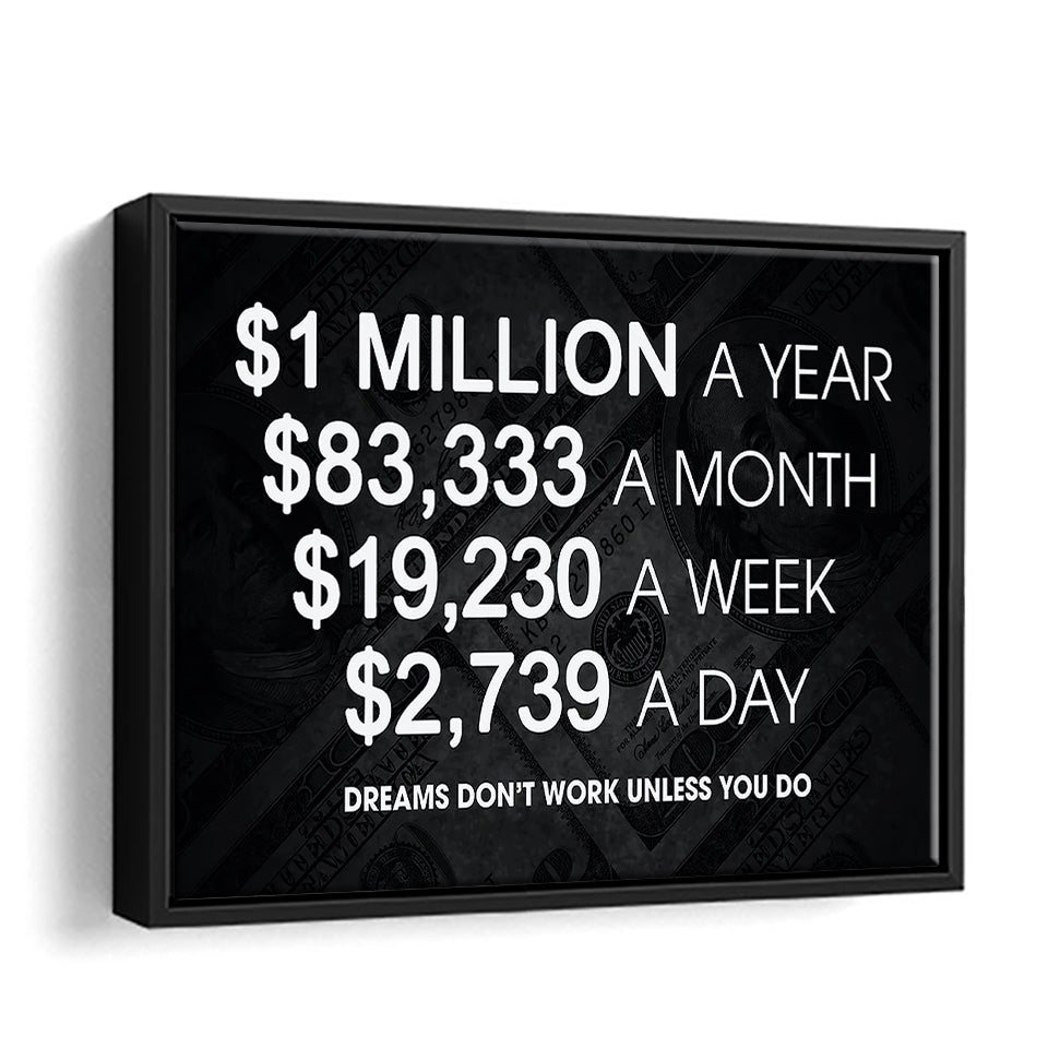 1 Million Dollars A Year Artwork For Office Canvas Wall Art - Painting Canvas, Canvas Prints, Painting Art