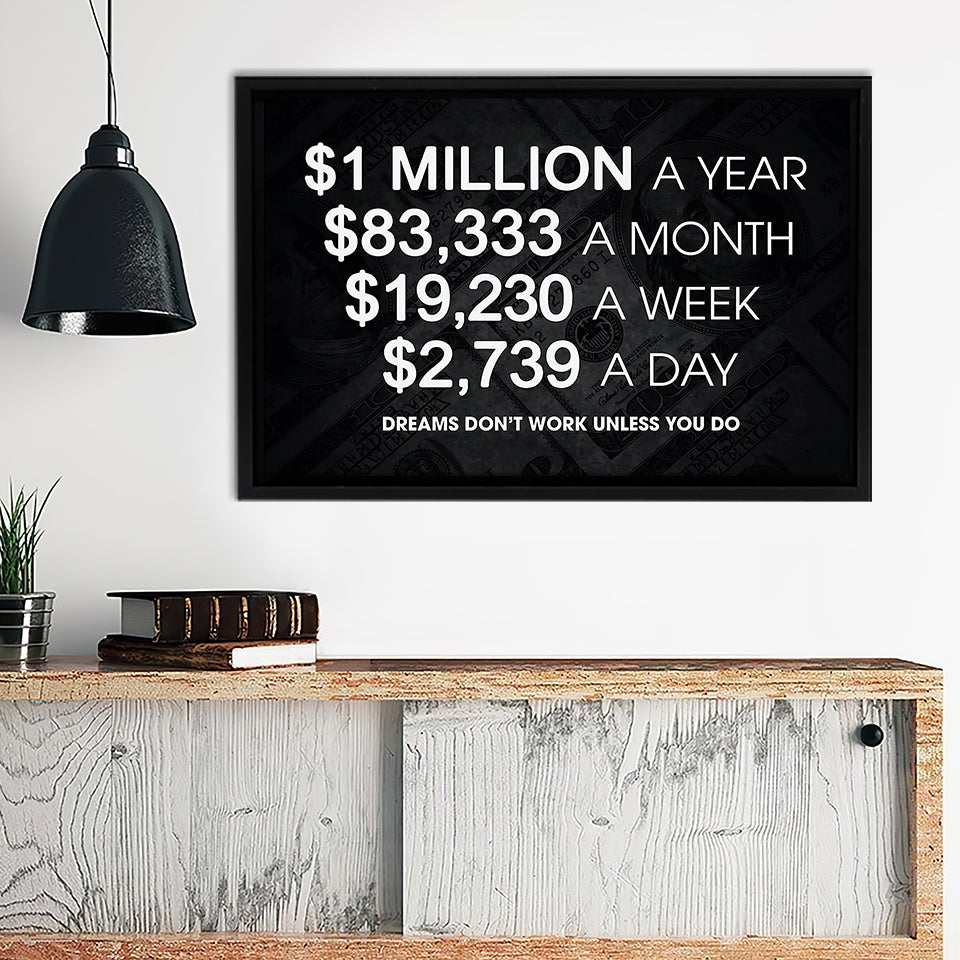 1 Million Dollars A Year Artwork For Office Canvas Wall Art - Painting Canvas, Canvas Prints, Painting Art