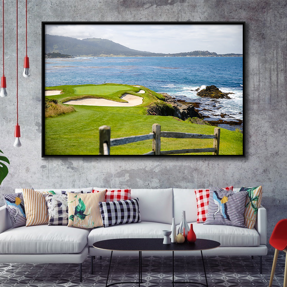 Pebble Beach Golf Courses, Golf Art Print, Framed Canvas Prints Wall Art Decor, Floating Frame