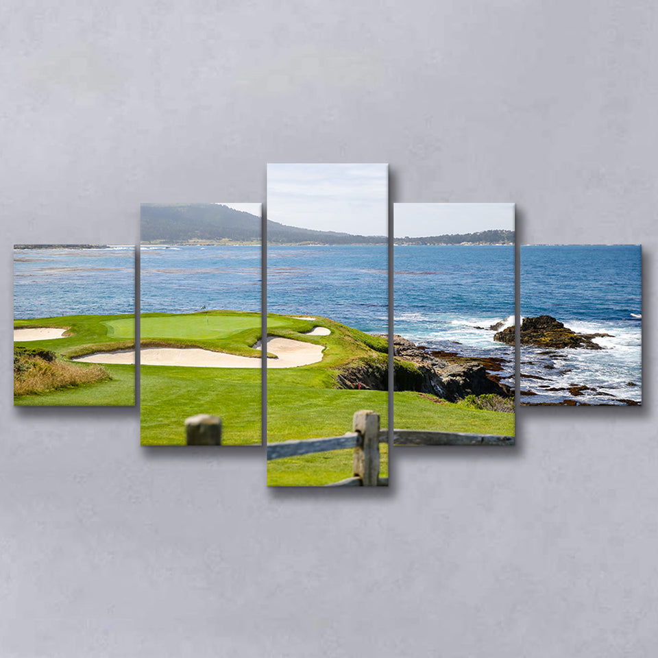 Pebble Beach Golf Courses, Golf Art Print, 5 Panels Canvas Prints Wall Art Decor