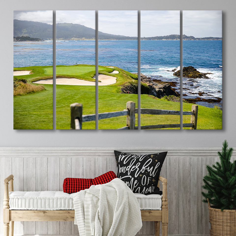 Pebble Beach Golf Courses, 5 Panels Extra Large Canvas Prints Wall Art Decor