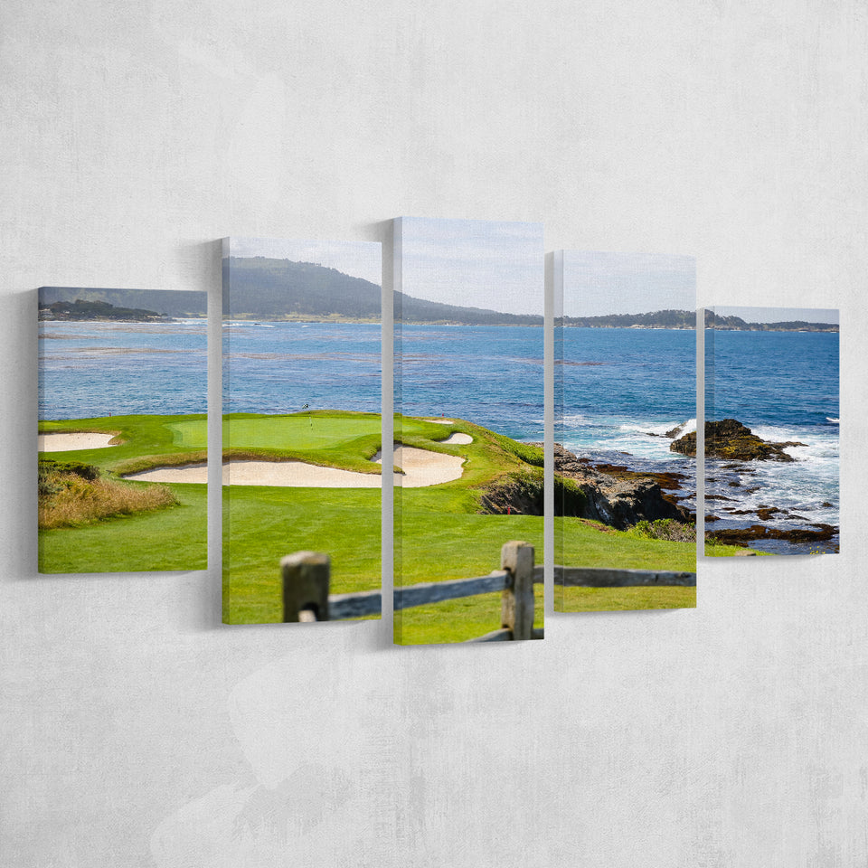 Pebble Beach Golf Courses, Golf Art Print, 5 Panels Canvas Prints Wall Art Decor