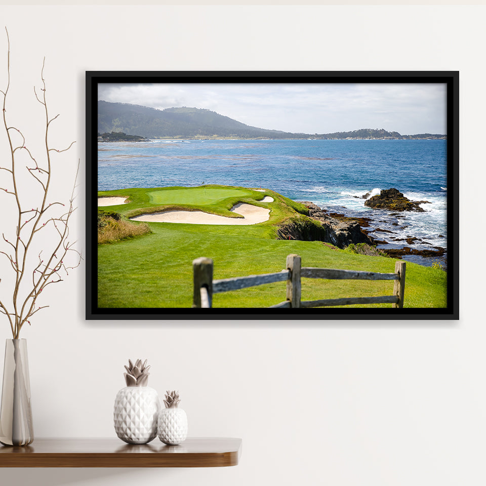 Pebble Beach Golf Courses, Golf Art Print, Framed Canvas Prints Wall Art Decor, Floating Frame