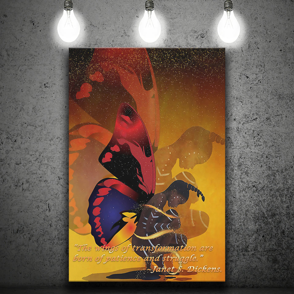 African Girl with Butterfly Wings Custome Canvas Prints Wall Art