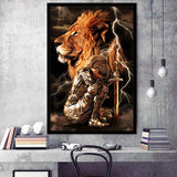 Lion Female Warrior Framed Art Print Wall Decor - Painting Art, Framed Picture, Home Decor