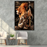Lion Female Warrior Framed Canvas Prints Wall Art - Painting Canvas, Framed Picture, Home Art Decor
