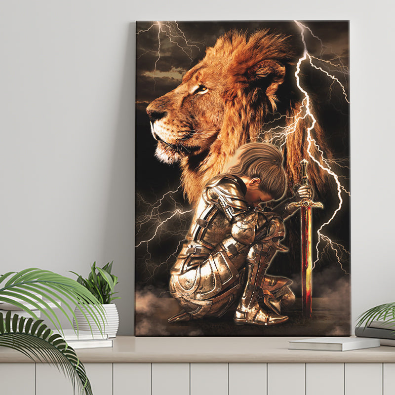 Lion Female Warrior Canvas Prints Wall Art - Painting Canvas, Wall Decor, Home Decor