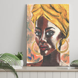 African Woman In Turban Portrait In Pop Art Style Canvas Prints Wall Art Home Decor