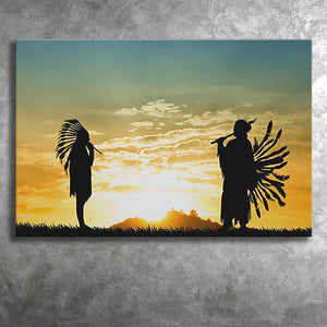2 American Indian Playing Music Art Canvas Prints Wall Art - Painting Canvas, Painting Prints, Home Wall Decor, For Sale