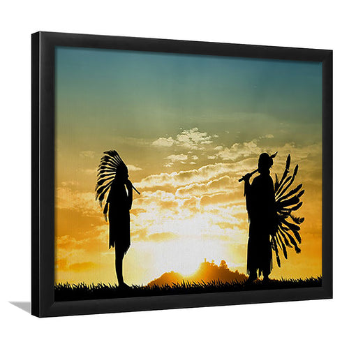 2 American Indian Playing Music Art Framed Art Prints Wall Decor - Painting Prints,Framed Picture, Home Decor, For Sale